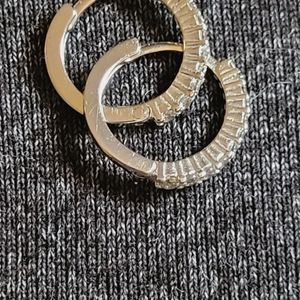 10k white gold CZ diamond hoops earrings